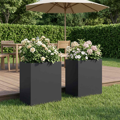 vidaXL Garden Planter 2 pcs Black 40 x 30 x 50 cm Cold-rolled Steel 1