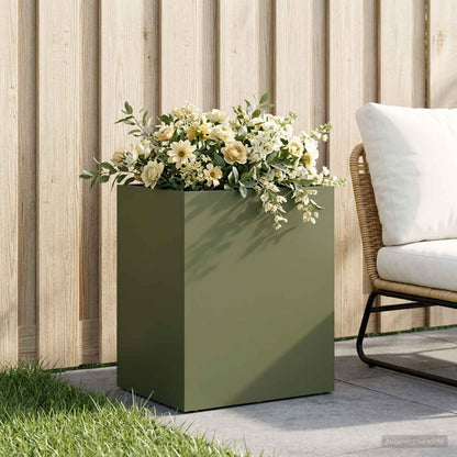 vidaXL Garden Planter Olive Green 40 x 30 x 50 cm Cold-rolled Steel 1