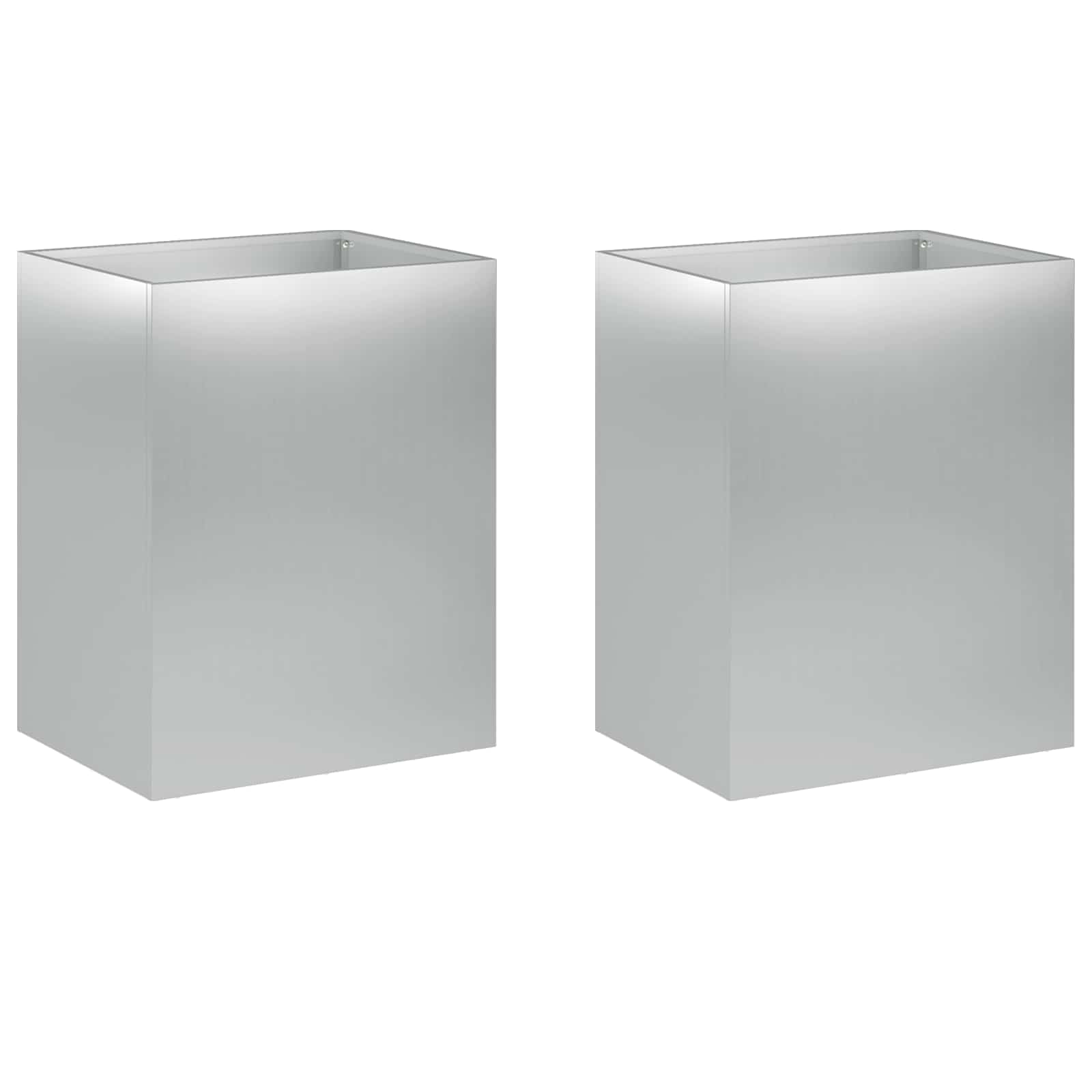 vidaXL Garden Planter 2 pcs Silver 40 x 30 x 50 cm Galvanised Steel 2