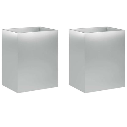 vidaXL Garden Planter 2 pcs Silver 40 x 30 x 50 cm Galvanised Steel 2