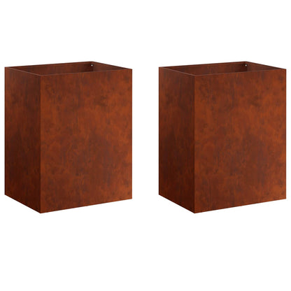 vidaXL Garden Planter 2 pcs Rusty 40 x 30 x 50 cm Weathering Steel 2