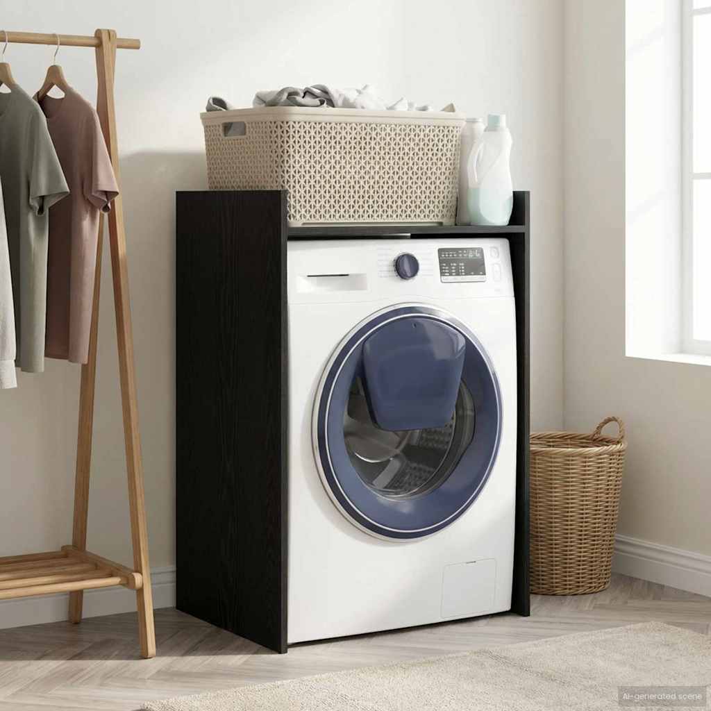 vidaXL Wash Machine Cabinet with Storage Black Oak 67.5 x 48 x 97 cm 4