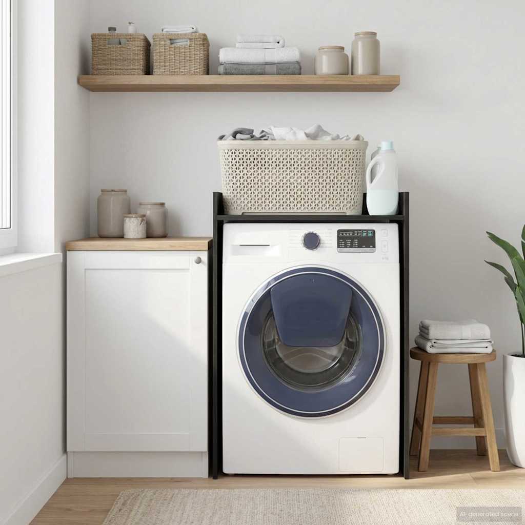 vidaXL Wash Machine Cabinet with Storage Black Oak 67.5 x 48 x 97 cm 1