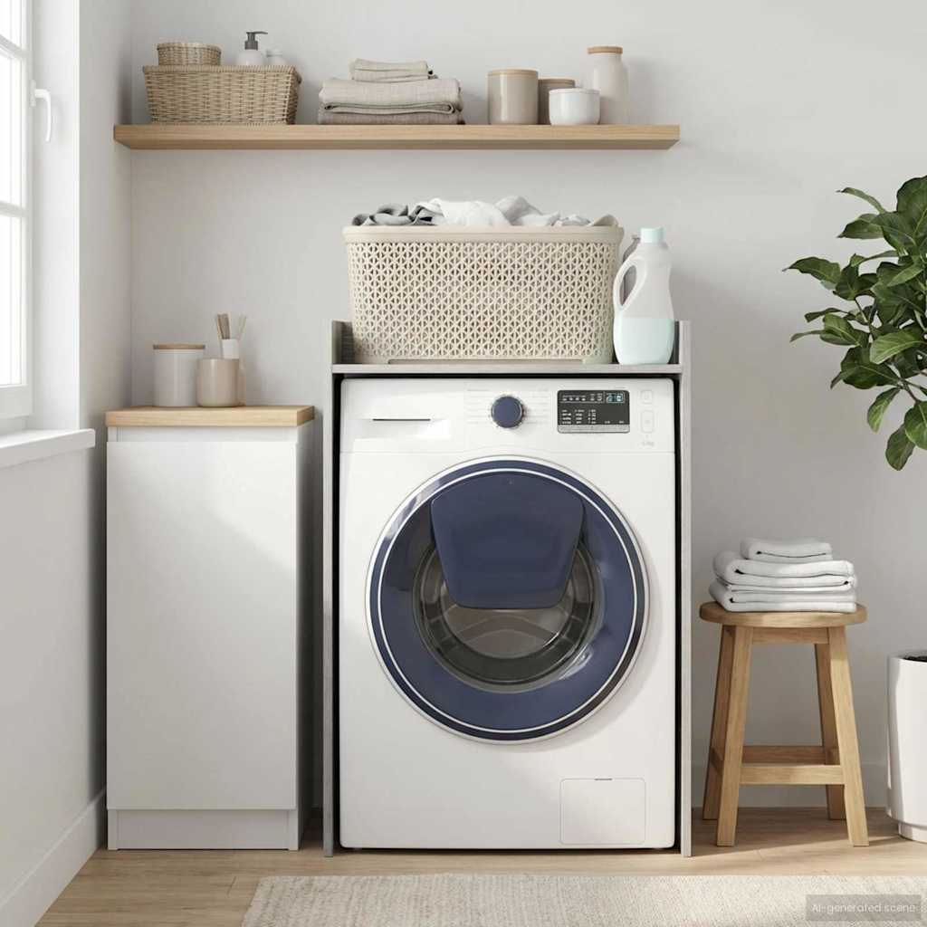 vidaXL Wash Machine Cabinet with Storage Grey Sonoma 67.5 x 48 x 97 cm 1