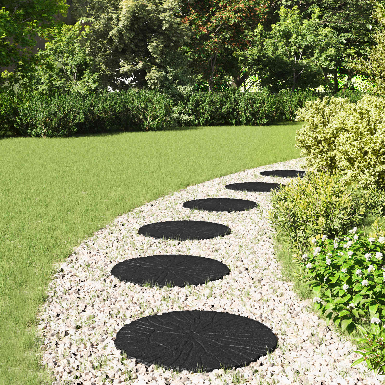 vidaXL Stepping Stone 6 pcs Black Ø 45 x 1.8 cm Rubber 1