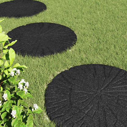 vidaXL Stepping Stone 6 pcs Black Ø 45 x 1.8 cm Rubber 3