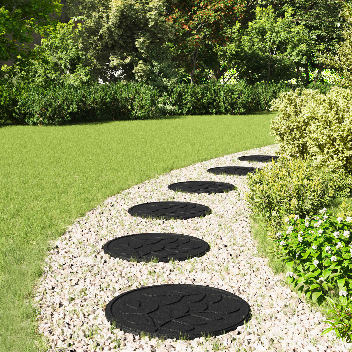 vidaXL Stepping Stone 6 pcs Black Ø 44 x 2 cm Rubber 1