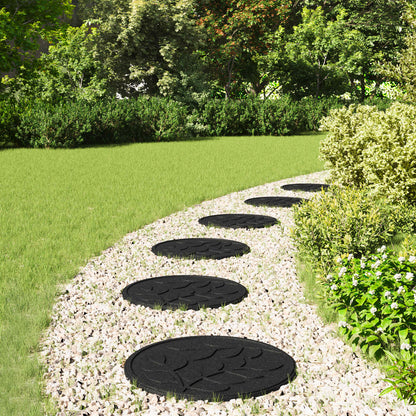vidaXL Stepping Stone 6 pcs Black Ø 44 x 2 cm Rubber 1