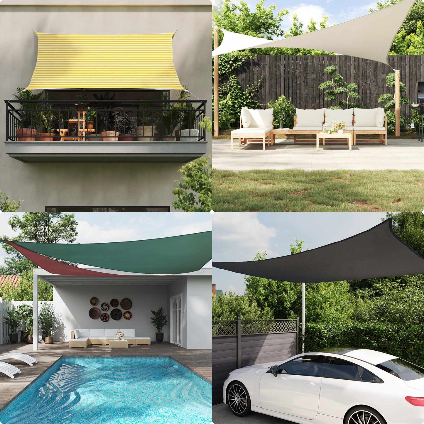 vidaXL Sun Shade Sail Yellow and White 6 x 4 m 100% Polyester Oxford 3