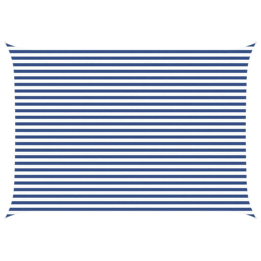 Sunshade Sail Oxford Fabric Rectangular 3.5x5 m Width 3.5 m Drop 5 m Blue and white