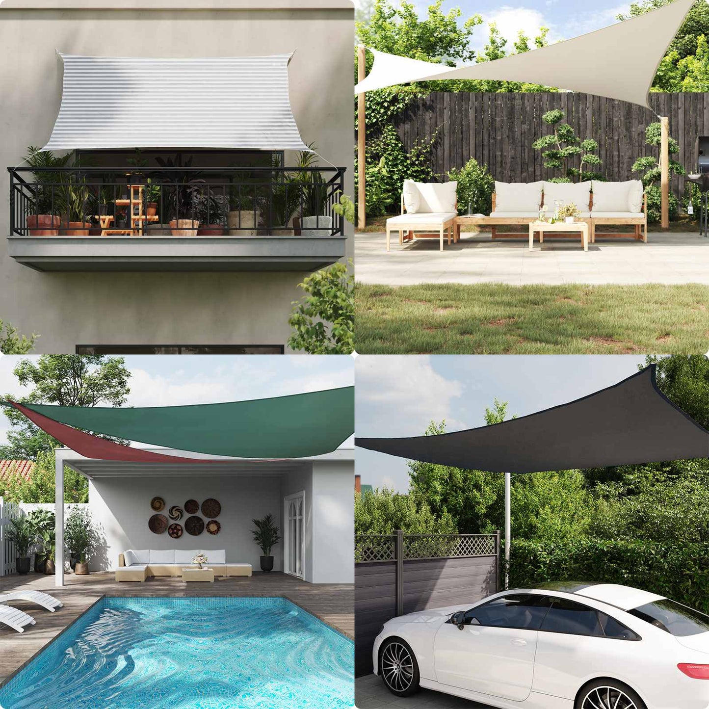 vidaXL Sun Shade Sail Light Grey and White 6 x 4 m 3