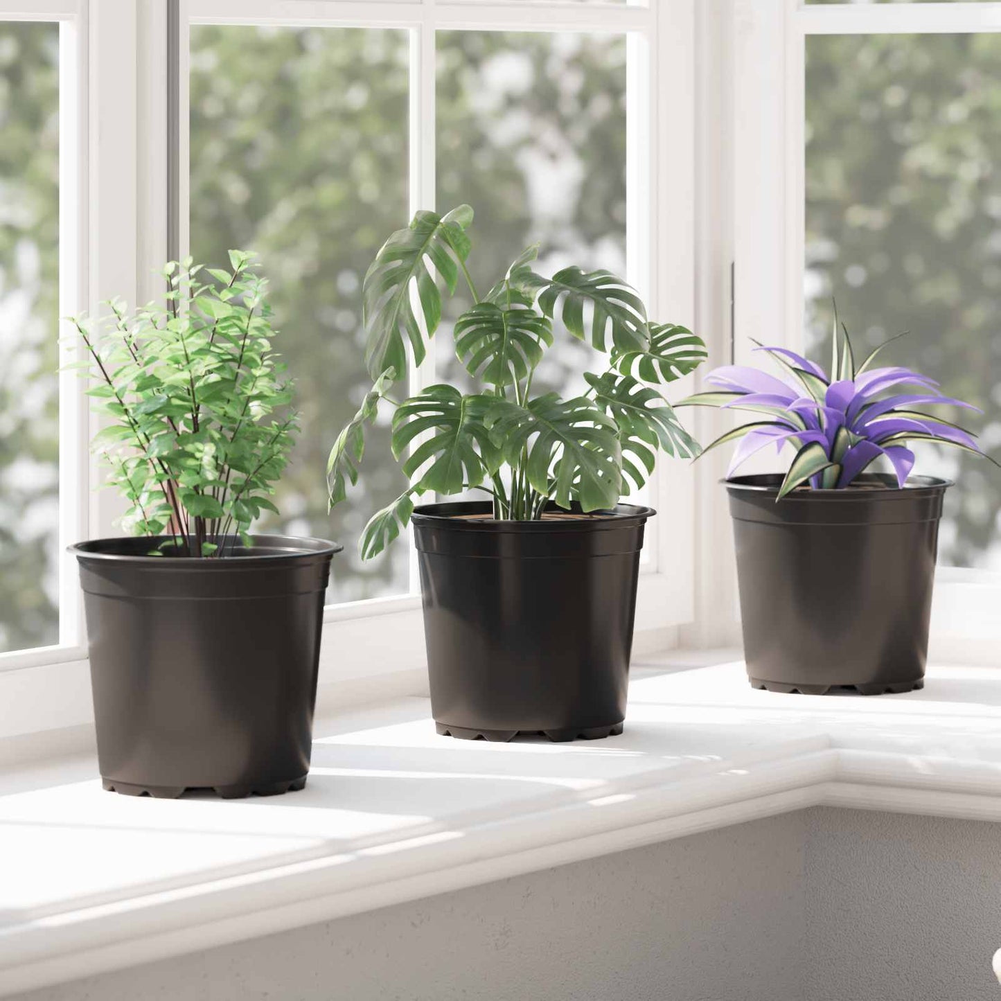 vidaXL Round Flower Pot 200 pcs Black Ø 15 x 13 cm Plastic 5