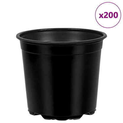 vidaXL Round Flower Pot 200 pcs Black Ø 15 x 13 cm Plastic 4