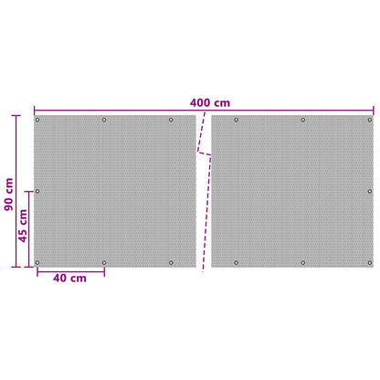vidaXL Balcony Screen with Eyelets 400 x 90 cm Poly Rattan Anthracite 5