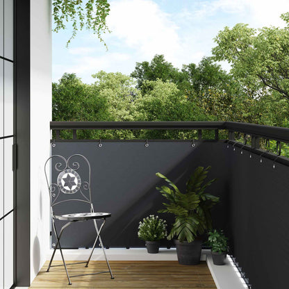 vidaXL Balcony Screen with Eyelets 500 x 100 cm Poly Rattan Anthracite 1