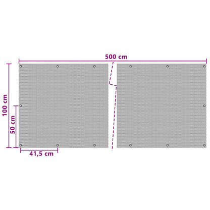 vidaXL Balcony Screen with Eyelets 500 x 100 cm Poly Rattan Anthracite 5