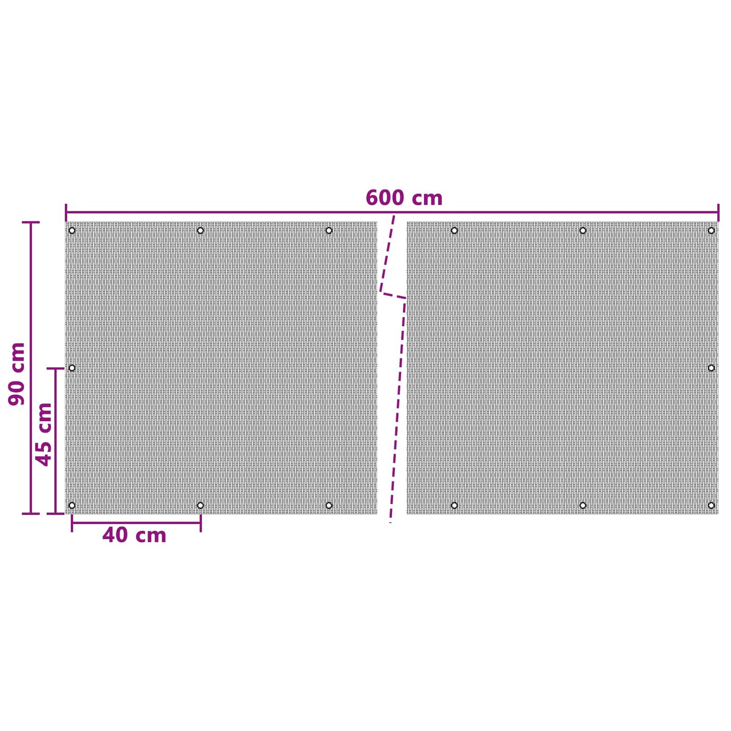 vidaXL Balcony Screen with Eyelets 600 x 90 cm Poly Rattan Anthracite 5