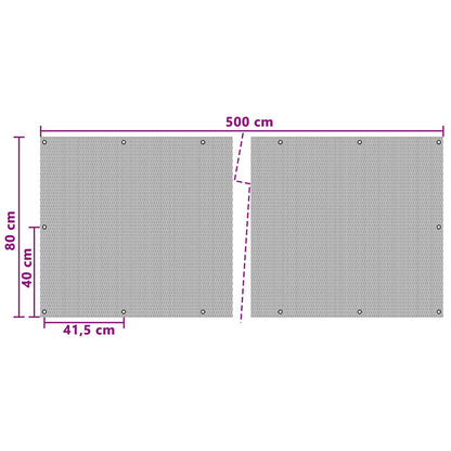 vidaXL Balcony Screen with Eyelets 500 x 80 cm Poly Rattan Black 5