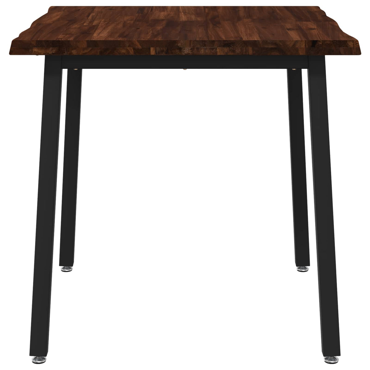Dining Table 60 x 55 x 75 cm Solid Acacia Wood Live edge Depth 55 cm Width 60 cm Dark brown and black
