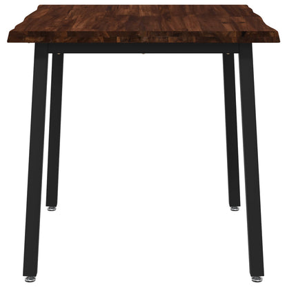Dining Table 60 x 55 x 75 cm Solid Acacia Wood Live edge Depth 55 cm Width 60 cm Dark brown and black