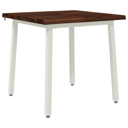 Dining Table 60 x 55 x 75 cm Solid Acacia Wood Live edge Depth 55 cm Width 60 cm Dark brown and white