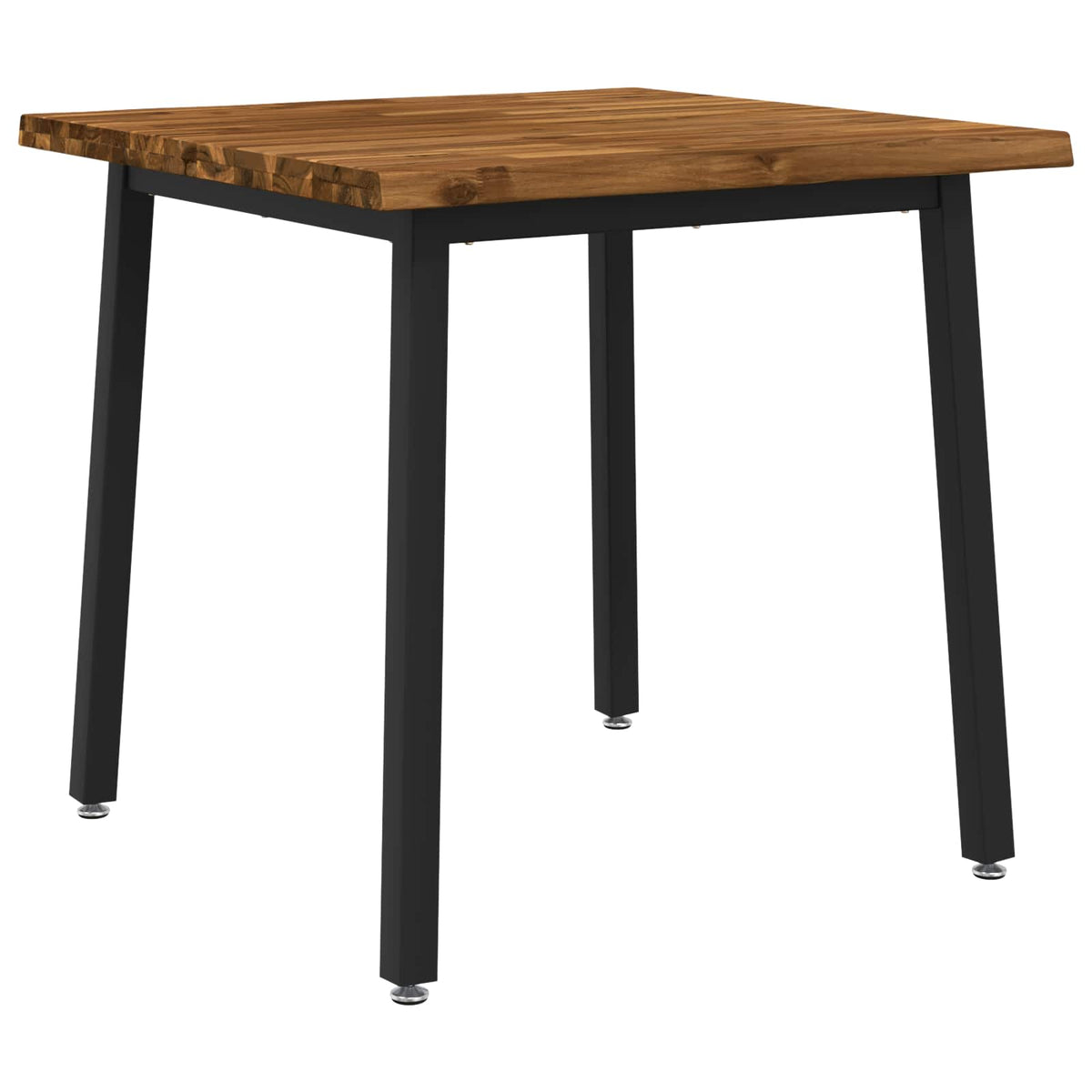 Dining Table 60 x 55 x 75 cm Solid Acacia Wood Live edge Depth 55 cm Width 60 cm Natural and black