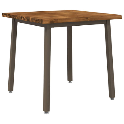 Dining Table 60 x 55 x 75 cm Solid Acacia Wood Live edge Depth 55 cm Width 60 cm Natural and coffee