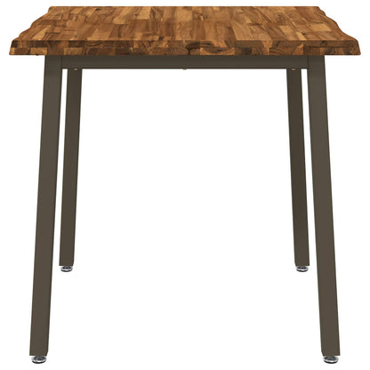 Dining Table 60 x 55 x 75 cm Solid Acacia Wood Live edge Depth 55 cm Width 60 cm Natural and coffee