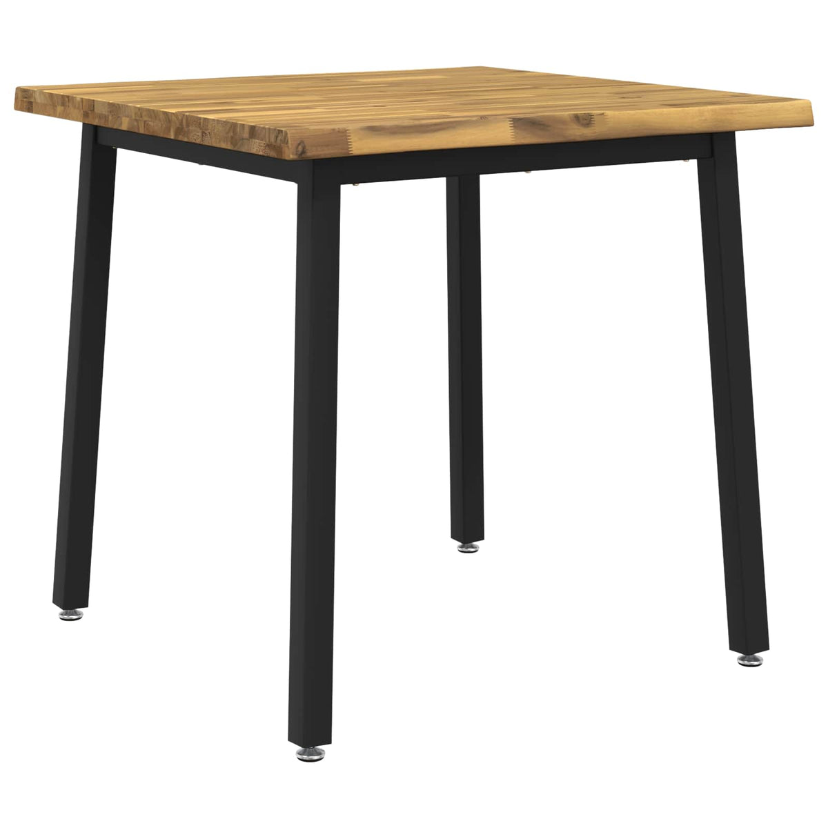 Dining Table 60 x 55 x 75 cm Solid Acacia Wood Live edge Depth 55 cm Width 60 cm Whitewash and Black