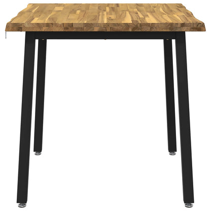 Dining Table 60 x 55 x 75 cm Solid Acacia Wood Live edge Depth 55 cm Width 60 cm Whitewash and Black