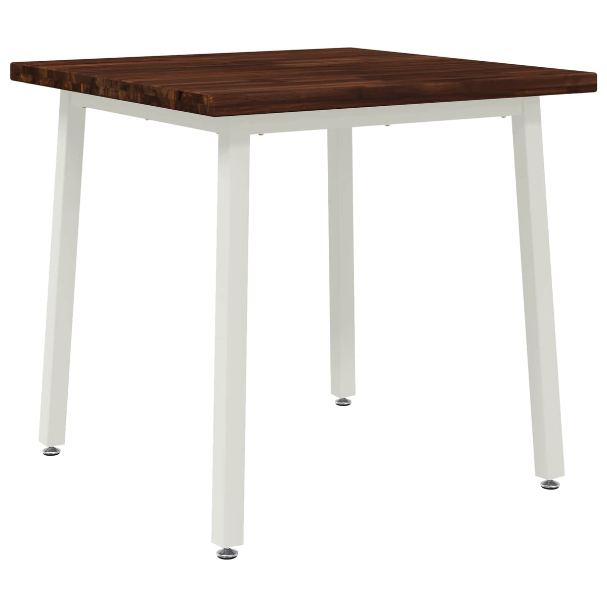 Dining Table 60 x 55 x 75 cm Solid Acacia Wood Square Depth 55 cm Width 60 cm Dark brown and white