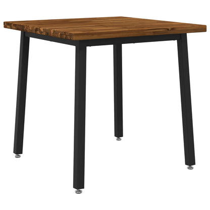 Dining Table 60 x 55 x 75 cm Solid Acacia Wood Square Depth 55 cm Width 60 cm Natural and black