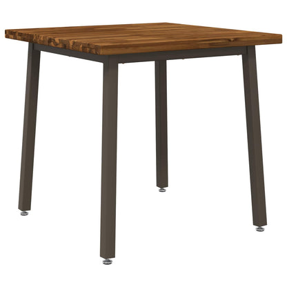 Dining Table 60 x 55 x 75 cm Solid Acacia Wood Square Depth 55 cm Width 60 cm Natural and coffee