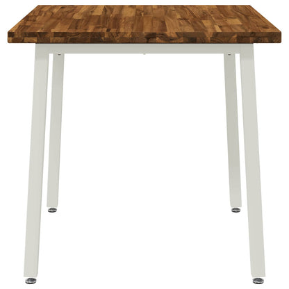 Dining Table 60 x 55 x 75 cm Solid Acacia Wood Square Depth 55 cm Width 60 cm Natural and white