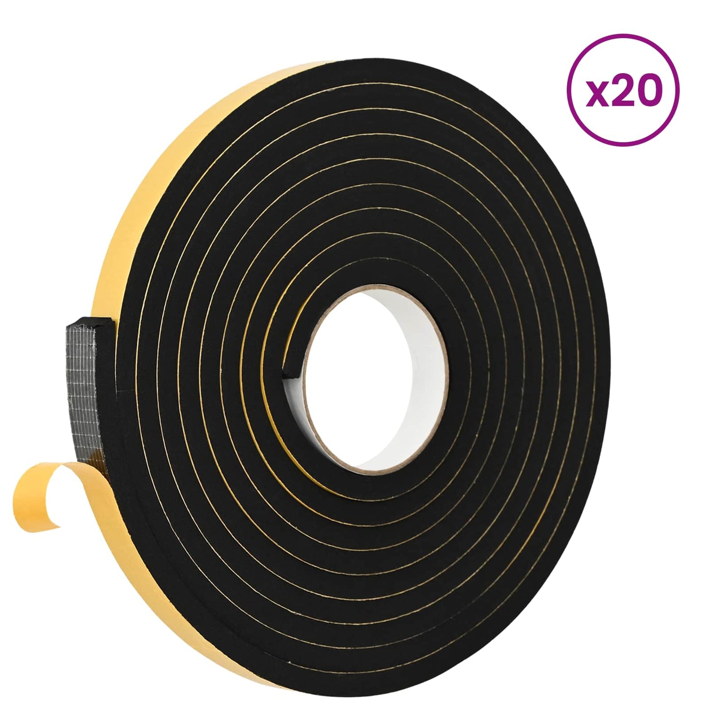 vidaXL Self-adhesive Foam Tape 20 pcs Black 20mm x 5m CR Foam 3