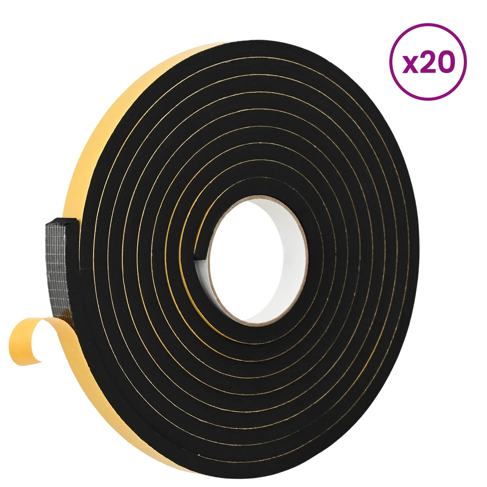 vidaXL Self-adhesive Foam Tape 20 pcs Black 20mm x 5m CR Foam 3