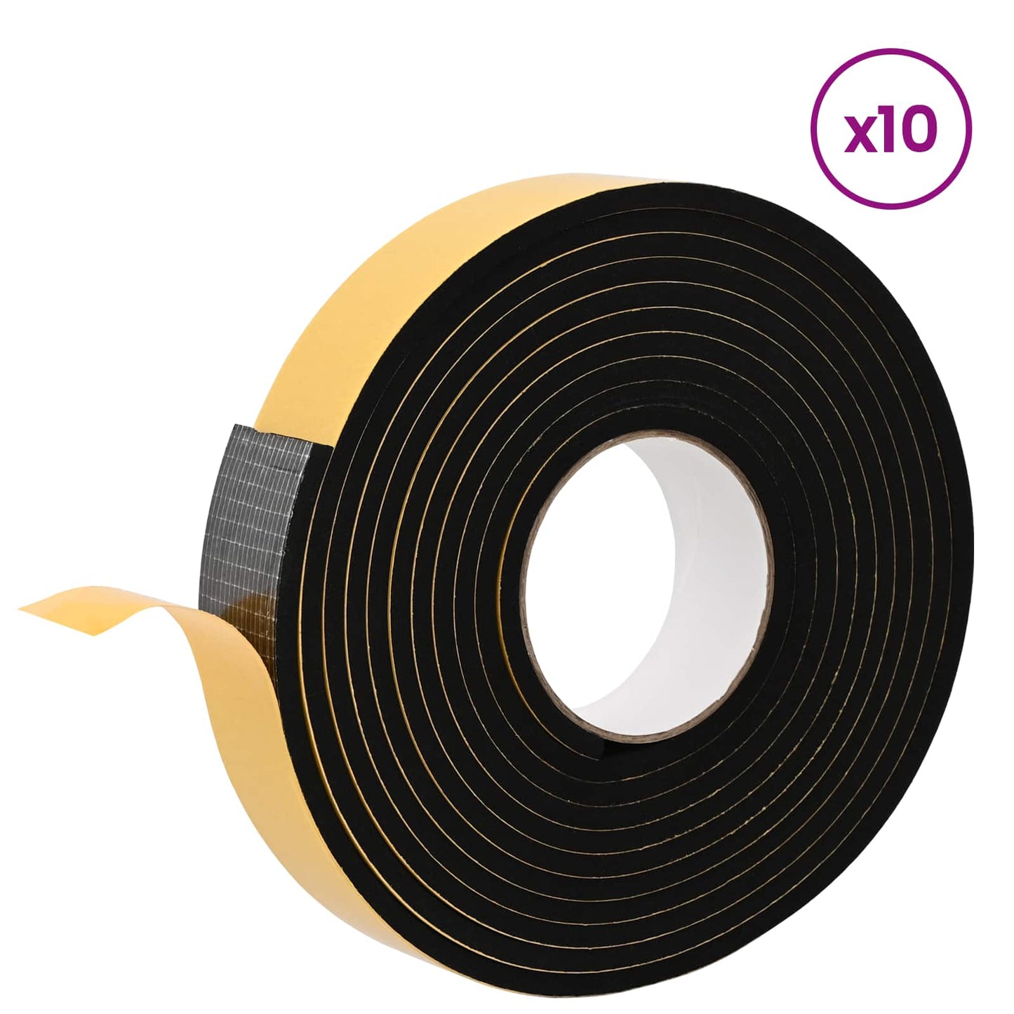 vidaXL Self-adhesive Foam Tape 10 pcs Black 40mm x 5m CR Foam 3