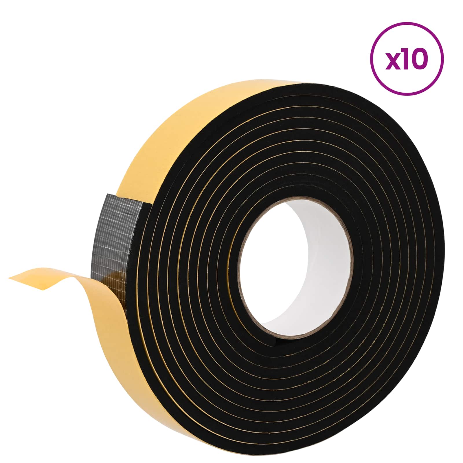 vidaXL Self-adhesive Foam Tape 10 pcs Black 40mm x 5m CR Foam 3