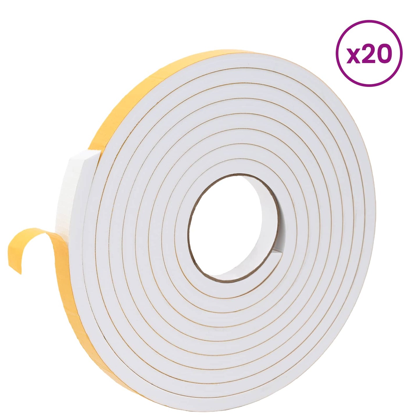 vidaXL Self-adhesive Foam Tape 20 pcs White 20mm x 5m CR Foam 3
