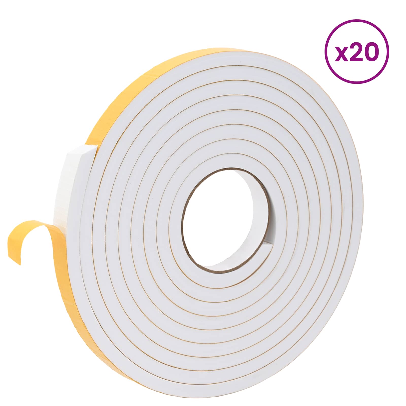 vidaXL Self-adhesive Foam Tape 20 pcs White 20mm x 5m CR Foam 3
