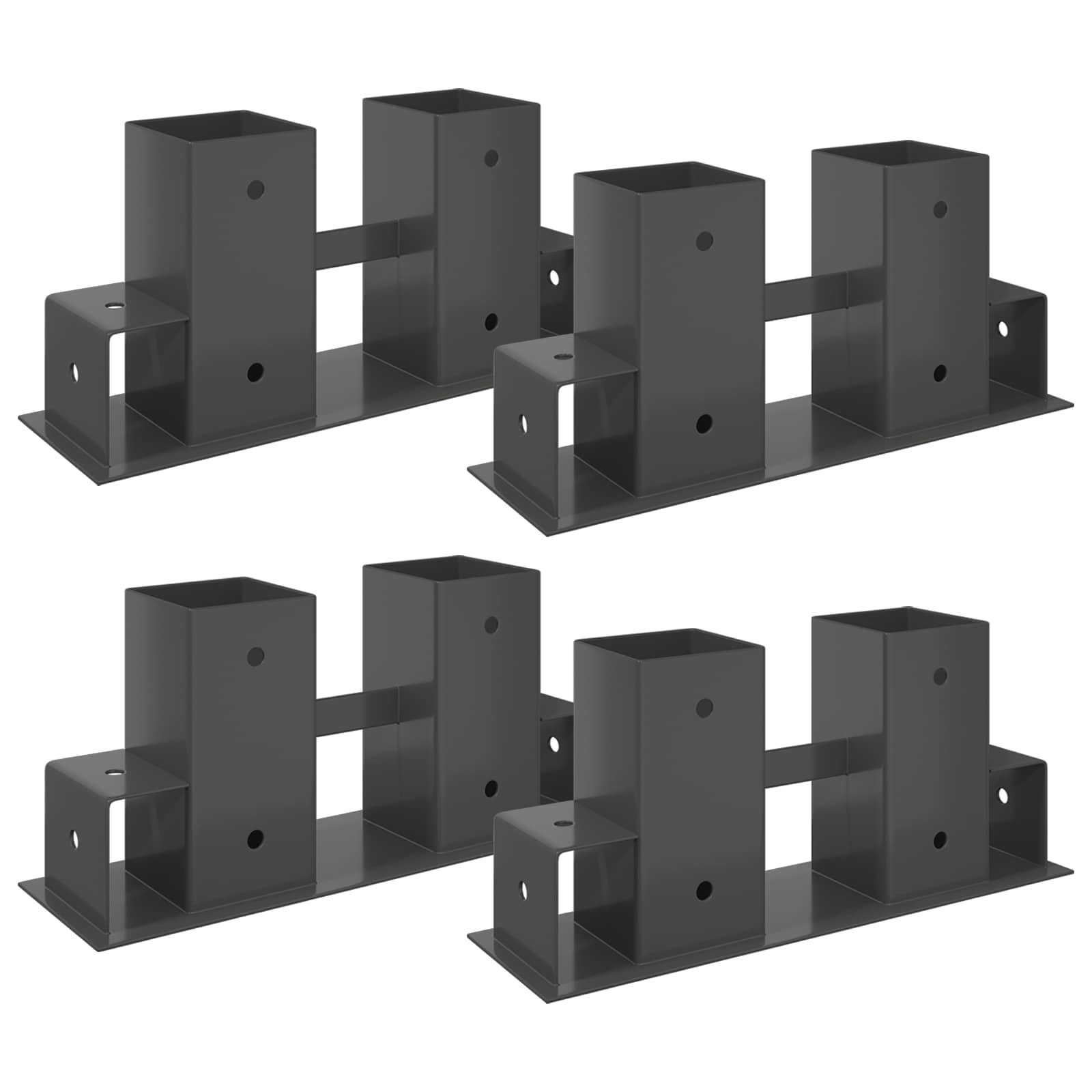 vidaXL Firewood Stack Aid 4 pcs Anthracite 34 x 10 x 15 cm Steel 2