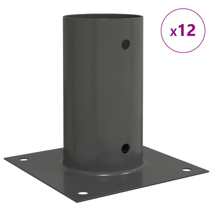 vidaXL Round Ground Anchor 12 pcs Anthracite 15 x 15 x 15 cm Metal 4