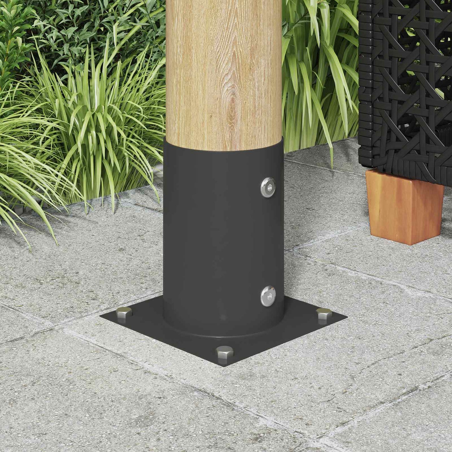 vidaXL Round Ground Anchor 12 pcs Anthracite 15 x 15 x 15 cm Metal 1