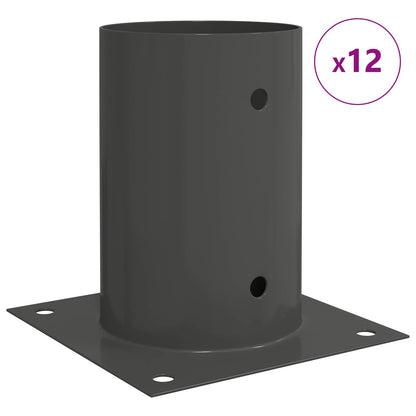 vidaXL Round Ground Anchor 12 pcs Anthracite 15 x 15 x 15 cm Metal 4