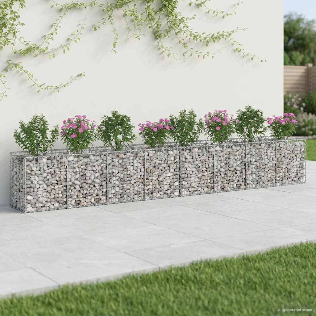 vidaXL Gabion Raised Bed Galvanised Steel Silver Depth 50 cm