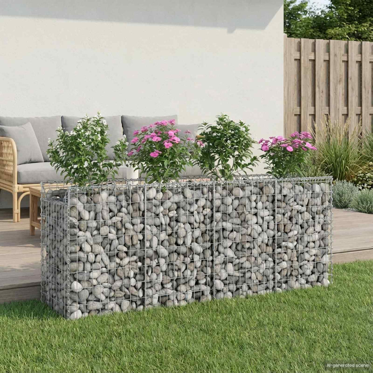 vidaXL Gabion Raised Bed Galvanised Steel Silver Depth 50 cm