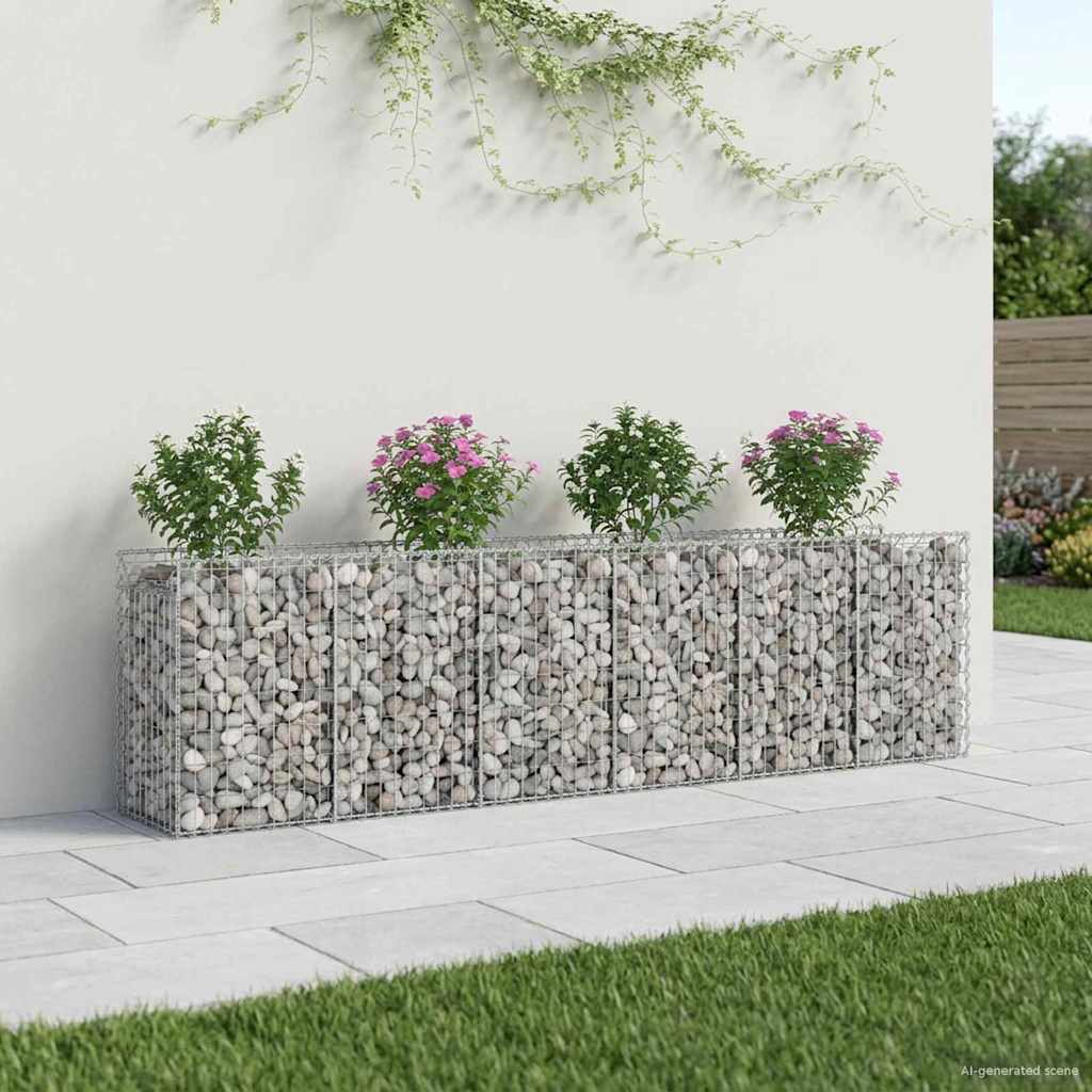 vidaXL Gabion Raised Bed Galvanised Steel Silver Depth 50 cm