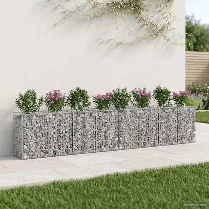vidaXL Gabion Raised Bed Galvanised Steel Silver Depth 50 cm