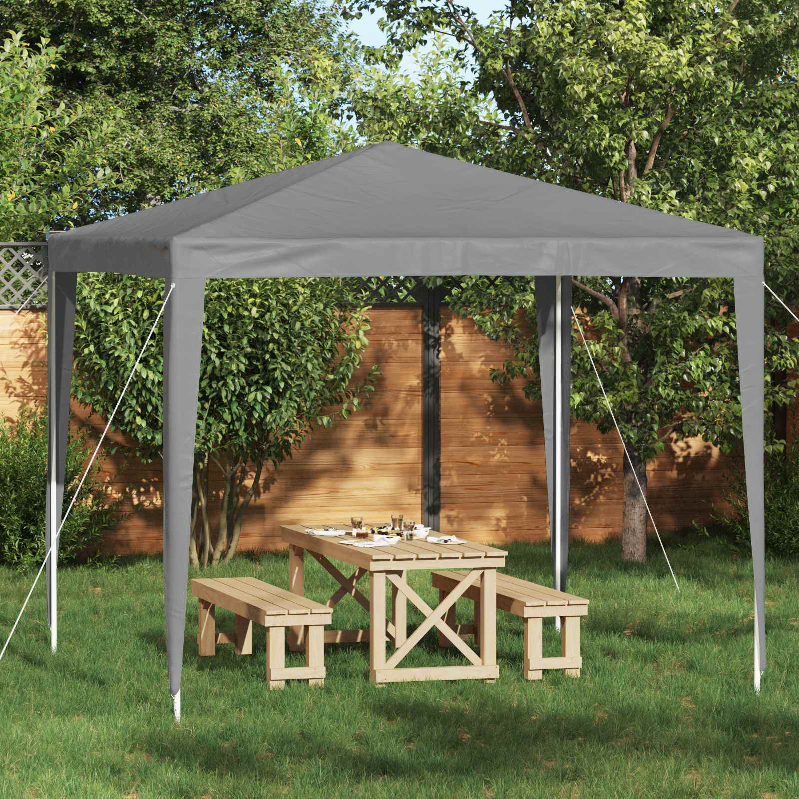 vidaXL Party Tent 250 x 250 x 240 cm Light Grey PE and Steel 1