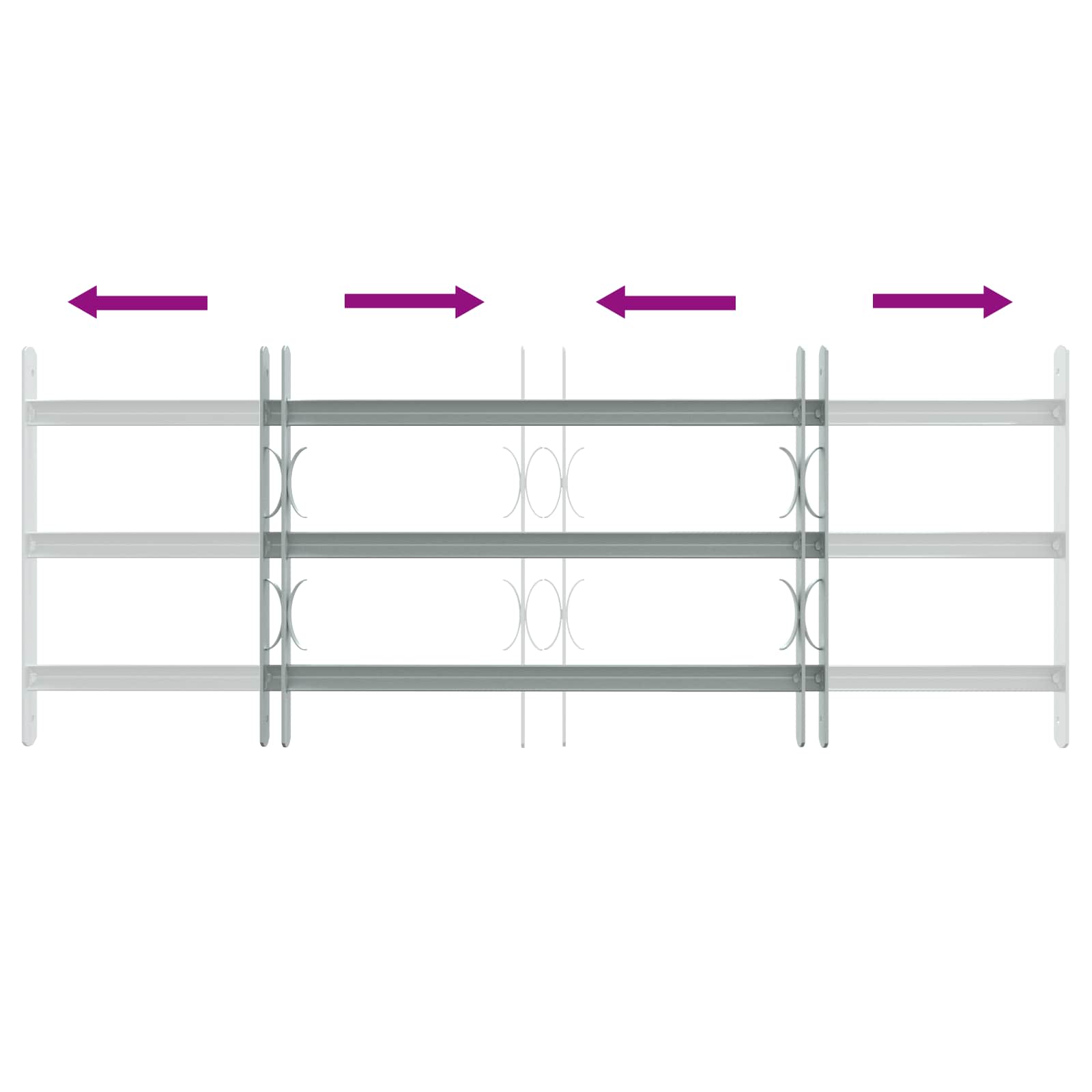 vidaXL Security Grille for Windows with 3 Crossbars 3 pcs 630-1140 mm 6